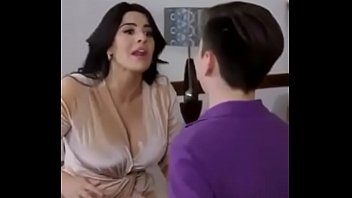 hot milf drag her son's friend in her house and kiss him