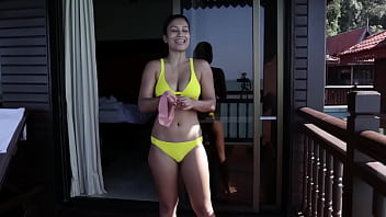 Swimsuit exercise woman from India