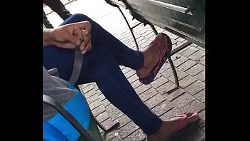 Railway station girl right foot dangling -part 2