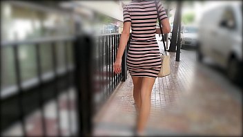 Hot Wife Walking In Tight Dress Wiggling Sexy Booty