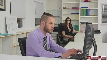Busty boss trans Melanie Brooks seduces her employee and jerks off her shecock.The latina tgirl gives him a bj and he asslicks her and barebacks her