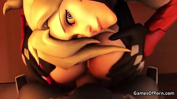 Overwatch Mercy D.Va Genji Threesome