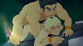 Yaoi gay blonde hentai cutie having fun with coach