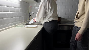 Busty BBW Wife gets Hard Kitchen Sex