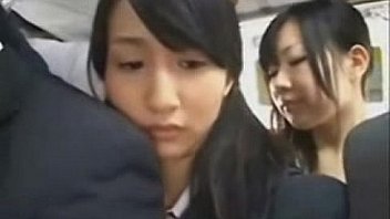 Groping Asian girl in a bus