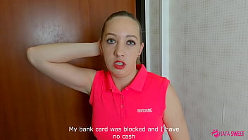 Bitch needs money. She asked her neighbor to help. He decided to pay her to suck his cock like a real slut. Wife cheated on her husband and got cum in her mouth