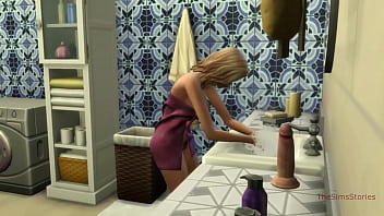 Sims 4, reale voiceover, cheating Step-mom stuck in washer while fucking step-son  doggy