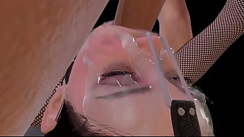 3D animation from the game Virt a Mate A beautiful girl with elastic breasts, high-heeled shoes and fishnet stockings gets a long dick in her throat to the very balls, vomit saliva and wet pussy.