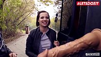 LETSDOEIT - Big Tits German Girl Pina Deluxe Deepthroat And Fucks Like Crazy On The Van