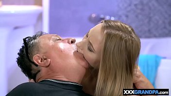 Old guy with a huge gut blowed and banged by a young blonde