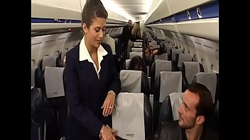 Charming brunette air-hostess Alyson Ray proposed passenger to poke her juicy ass after  scheduled flight